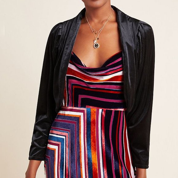 Anthropologie Verity Velvet Cropped Jacket